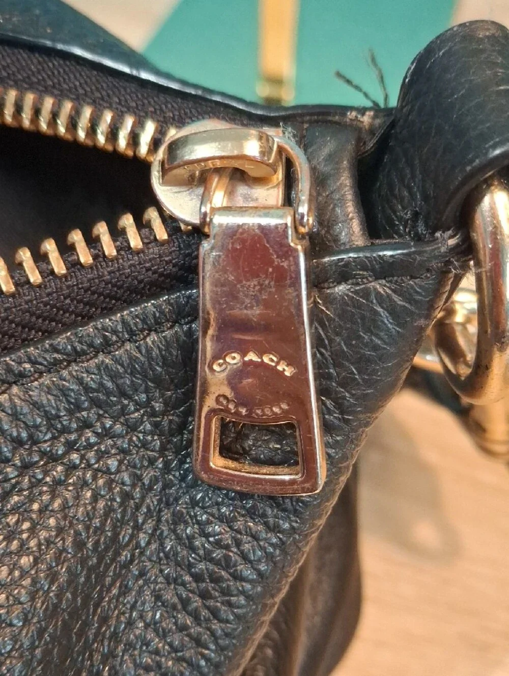 Coach Abby Duffle Black Pebbled Leather Shoulder Hobo with Gold Hardware